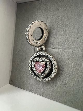Pandora Charm Corazón Rosa y Circonitas