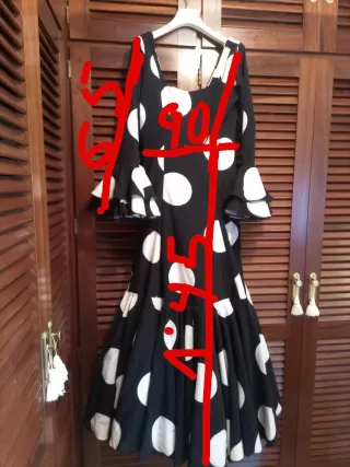 Vestido Flamenca Lunares Blanco y Negro