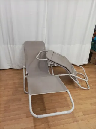 2 Tumbonas Plegables Tela y Metal