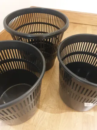 Lote 3 papeleras oficina/habitación negras