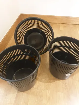 Lote 3 papeleras oficina/habitación negras