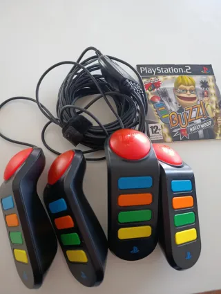 Mandos Buzz + Juego Buzz Hollywood PS2