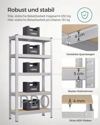 Set 2 Estanterías SONGMICS 30×75×150 cm acero 650 kg