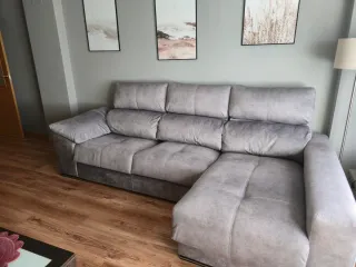 Sofá chaise longue gris