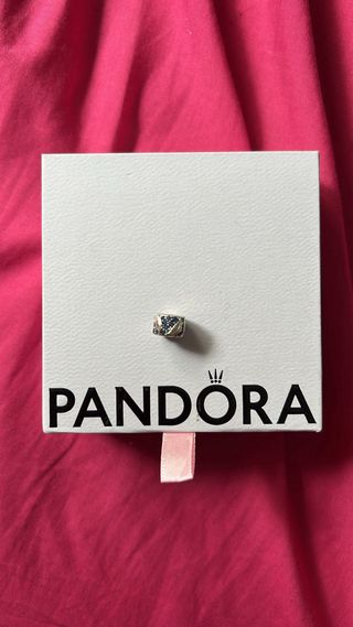 Charm Pandora plumas y Cristales Azules
