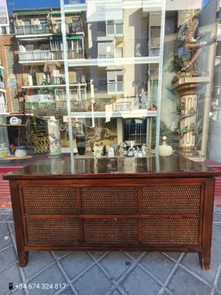 Baúl Madera Vintage Mimbre