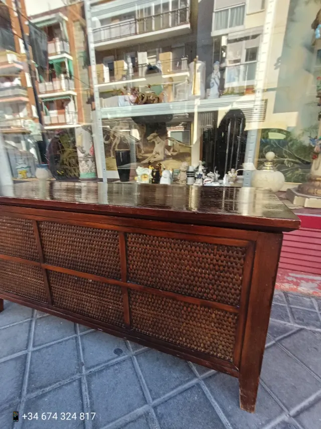 Baúl Madera Vintage Mimbre