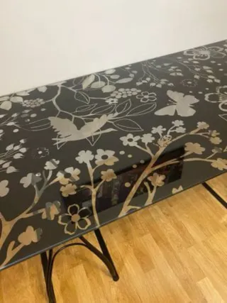 Mesa Escritorio Ikea Cristal Diseño Floral