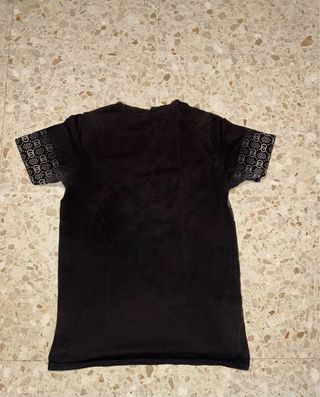 Camiseta TOP-STAR Negra Estampado Plata