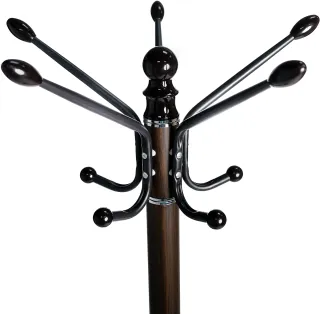 Perchero metálico con base de mármol, 14 ganchos, 173 cm – Marrón oscuro