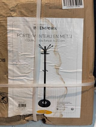 Perchero metálico con base de mármol, 14 ganchos, 173 cm – Marrón oscuro