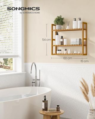 Estantería Baño Bambú 3 Niveles SONGMICS 15×60×54 cm Marrón