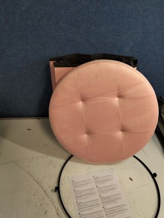 SONGMICS Mazie Puff Redondo Plegable 65L Terciopelo Rosa