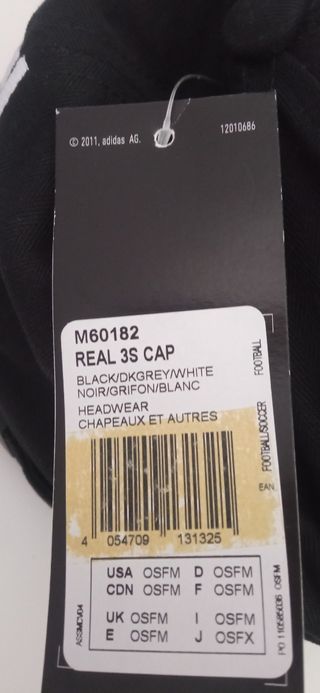 Gorra Real Madrid Adidas Oficial Negra