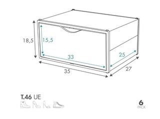 6 Cajas zapatero AKTIVE, 35x27x18,5cm