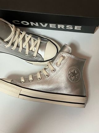 Converse CTAS Hi Leather Talla 35 Plateadas