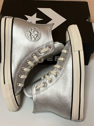 Converse CTAS Hi Leather Talla 35 Plateadas