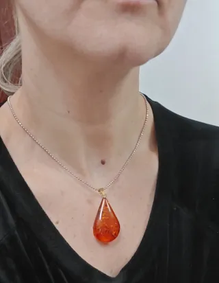 Ciondolo Ambra Oro Giallo 750