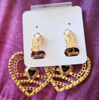 Orecchini donna cuore neri oro