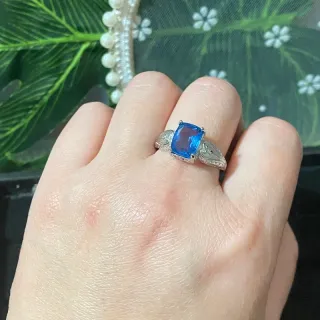 Anillo de acero inoxidable fluorita azul natural