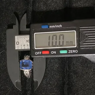 Anillo de acero inoxidable fluorita azul natural