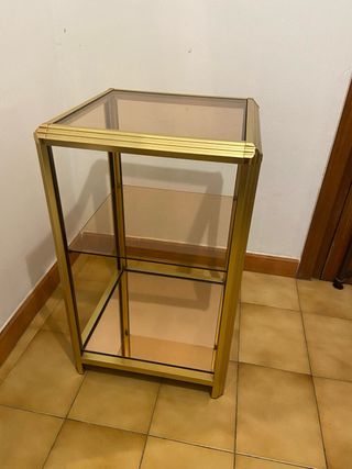 Mesa auxiliar cristal y metal dorado vintage
