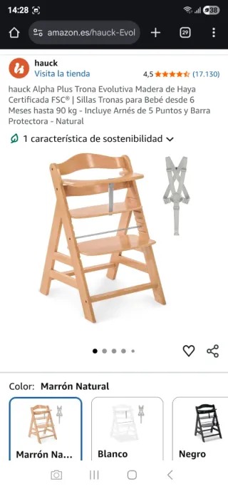 Trona evolutiva bebé Hauck madera