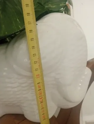 Maceta Blanca Elefante Cerámica