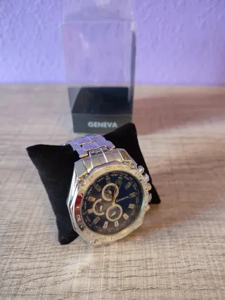 Reloj Geneva Hombre Azul y Plateado