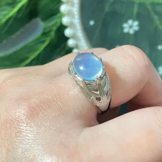 Anillo de acero inoxidable con Aguamarina natural