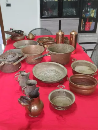 Set Rame Antico Pentole e Brocche
