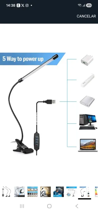 Lámpara Escritorio LED USB Flexible