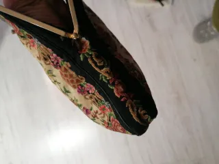 Bolso de mano vintage años 50 bordado floral