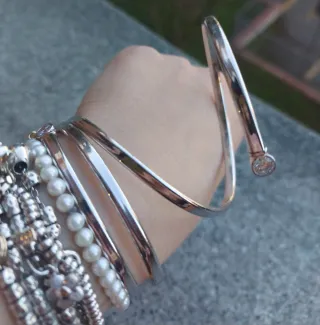 Bracciale spirale argento 925 con zirconi