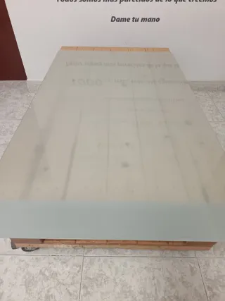 Mesa centro madera y cristal biselado 8mm