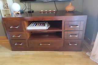 Mueble TV madera maciza marrón