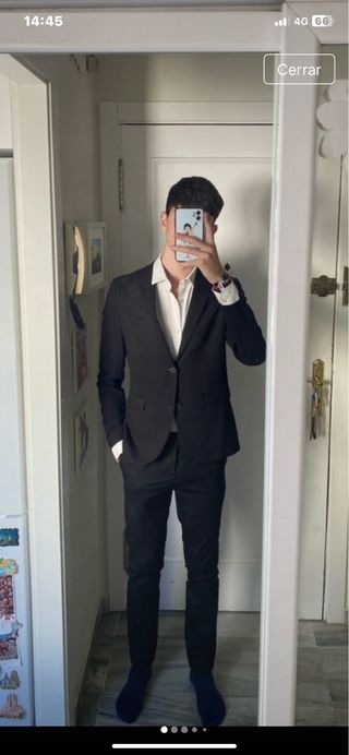 Traje chaqueta chico negro talla S