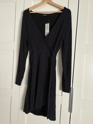 Vestido fiesta negro plateado