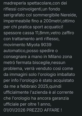 Orologio Venezianico Nereide Tungsteno