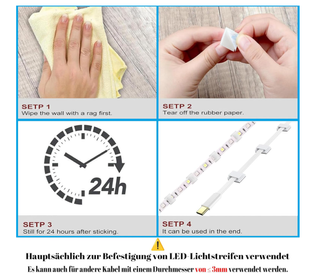 50 clip per strisce LED o cavi piatti