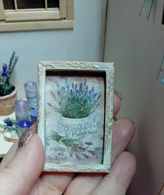 Quadro shabby lavanda Provenza casa bambole