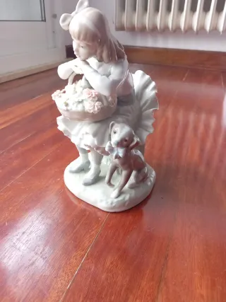 Figura Lladró Niña con Cesta Flores