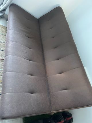 Sofá-cama marrón tela