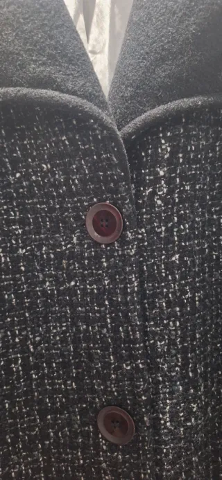 Abrigo vintage largo negro y blanco