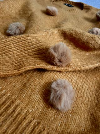 Jersey Zara Camel Pompones Alpaca