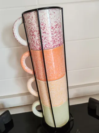 Set 4 Tazze Mug Impilabili Ceramica