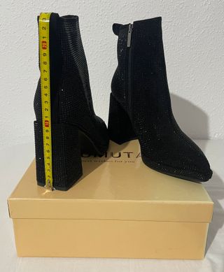 Botines Tacón Pedrería Negros Talla 39