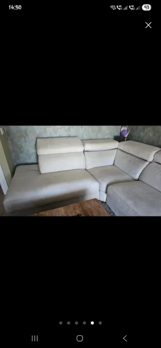 Sofá esquinero beige tela