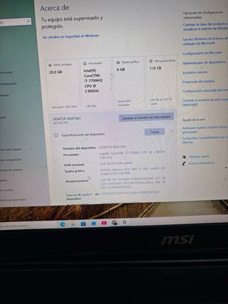 MSI Portátil para Piezas o Reparar