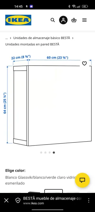 Vitrina pared IKEA BESTÅ-GLASSVIK cristal
